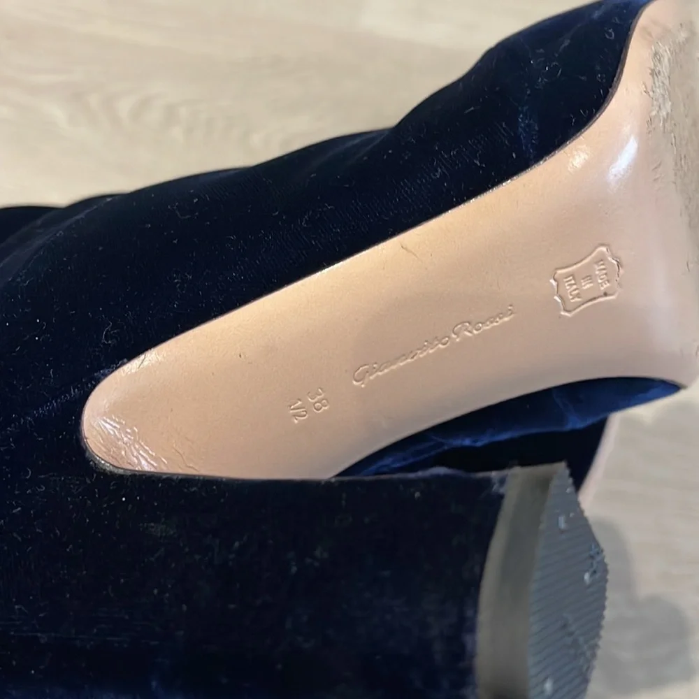 Gianvito Rossi Blue Velvet Booties - Picture 6 of 6
